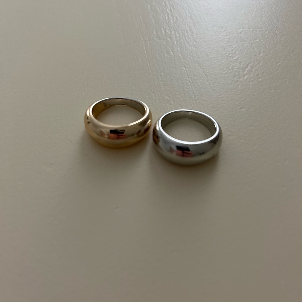 Elegant Gold and Silver Ring Set